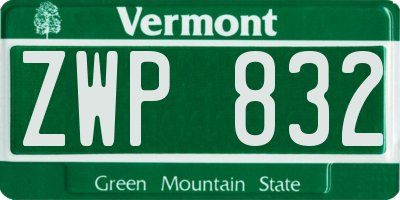 VT license plate ZWP832