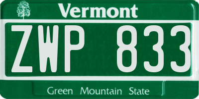 VT license plate ZWP833