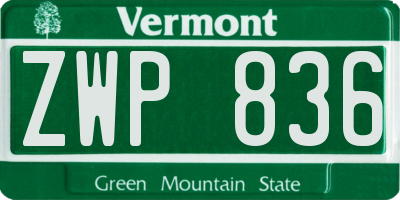 VT license plate ZWP836