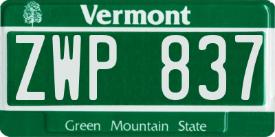 VT license plate ZWP837