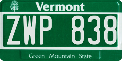 VT license plate ZWP838