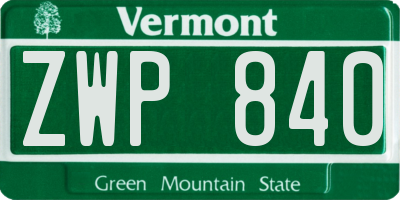 VT license plate ZWP840