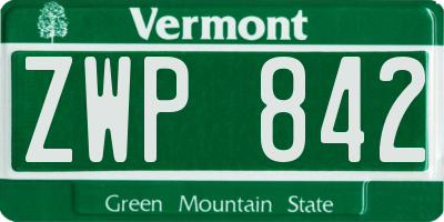 VT license plate ZWP842