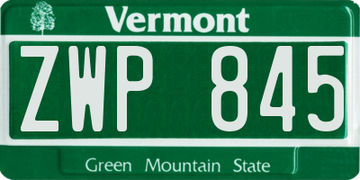 VT license plate ZWP845
