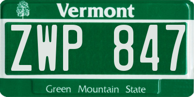VT license plate ZWP847