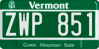 VT license plate ZWP851