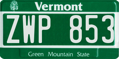 VT license plate ZWP853