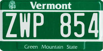 VT license plate ZWP854