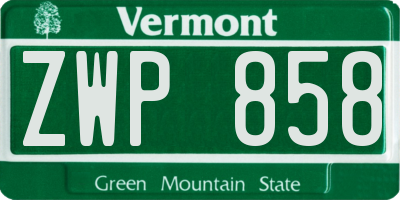 VT license plate ZWP858