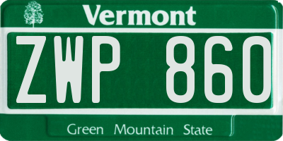 VT license plate ZWP860