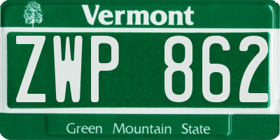 VT license plate ZWP862