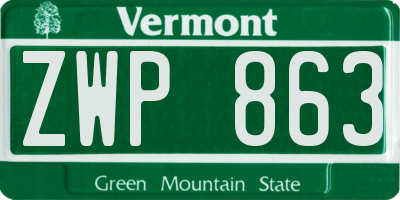 VT license plate ZWP863