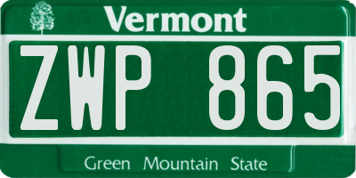 VT license plate ZWP865