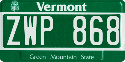 VT license plate ZWP868