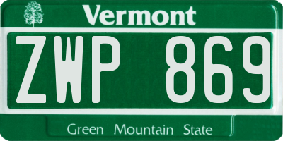 VT license plate ZWP869