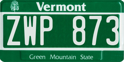 VT license plate ZWP873