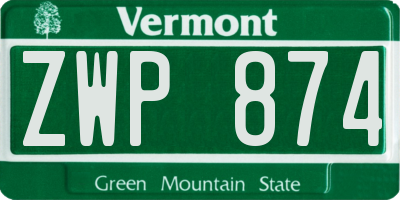 VT license plate ZWP874