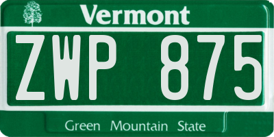 VT license plate ZWP875