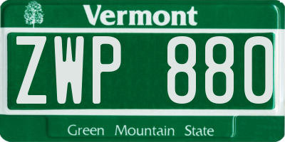 VT license plate ZWP880