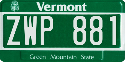VT license plate ZWP881