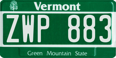 VT license plate ZWP883