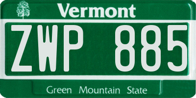 VT license plate ZWP885