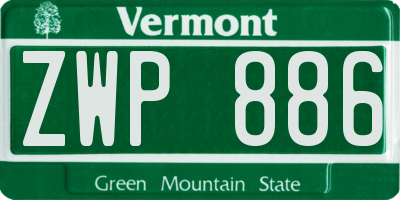 VT license plate ZWP886