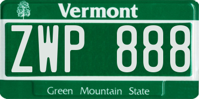 VT license plate ZWP888