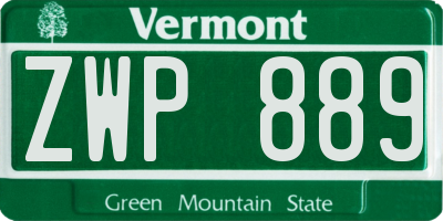 VT license plate ZWP889