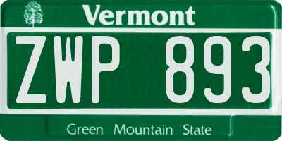 VT license plate ZWP893
