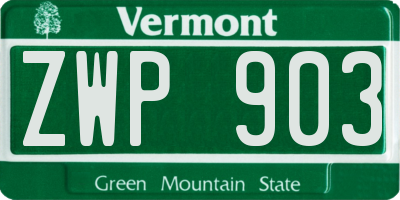 VT license plate ZWP903