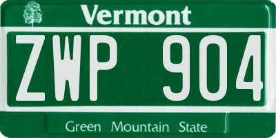 VT license plate ZWP904