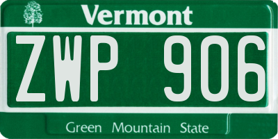 VT license plate ZWP906