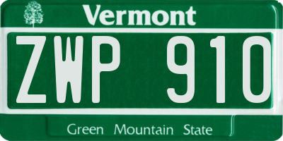 VT license plate ZWP910