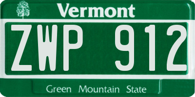 VT license plate ZWP912