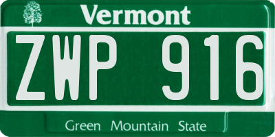 VT license plate ZWP916