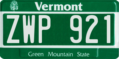 VT license plate ZWP921