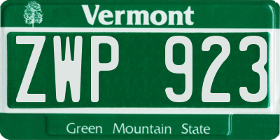 VT license plate ZWP923
