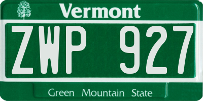 VT license plate ZWP927