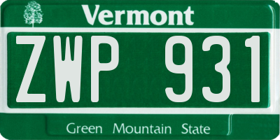 VT license plate ZWP931