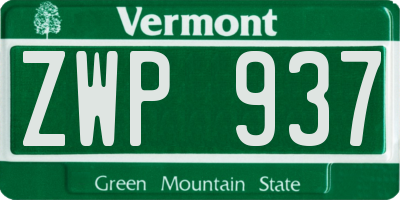 VT license plate ZWP937