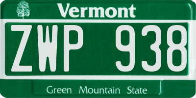 VT license plate ZWP938