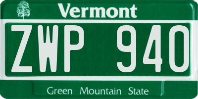 VT license plate ZWP940