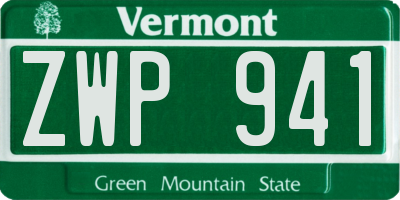 VT license plate ZWP941