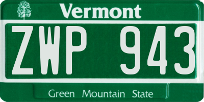 VT license plate ZWP943
