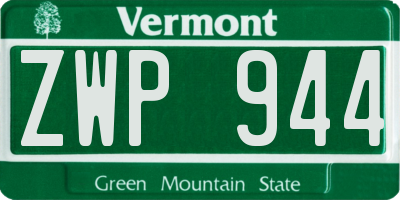 VT license plate ZWP944
