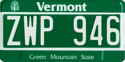 VT license plate ZWP946