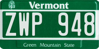 VT license plate ZWP948