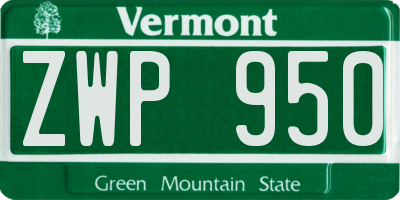 VT license plate ZWP950