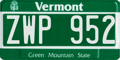 VT license plate ZWP952